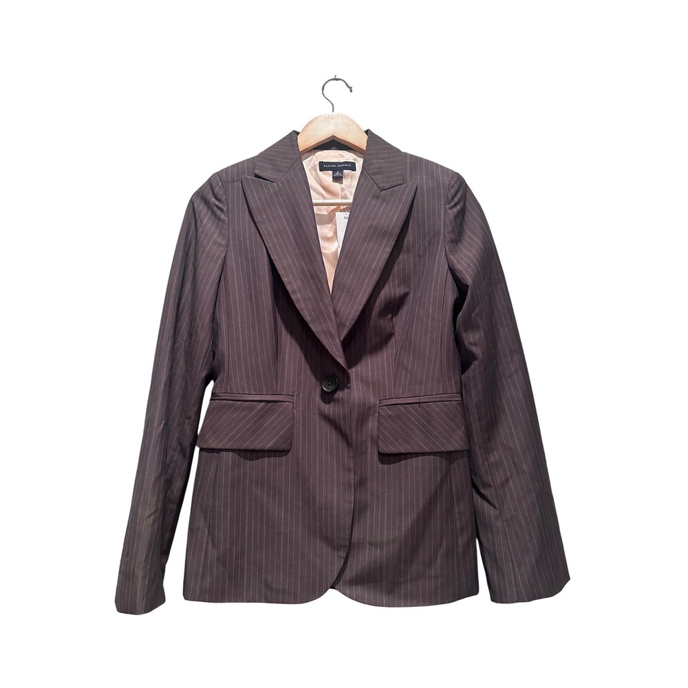 Banana Republic Gray Striped‎ Wool Blazer Size 4 Business Casual Capsule Work